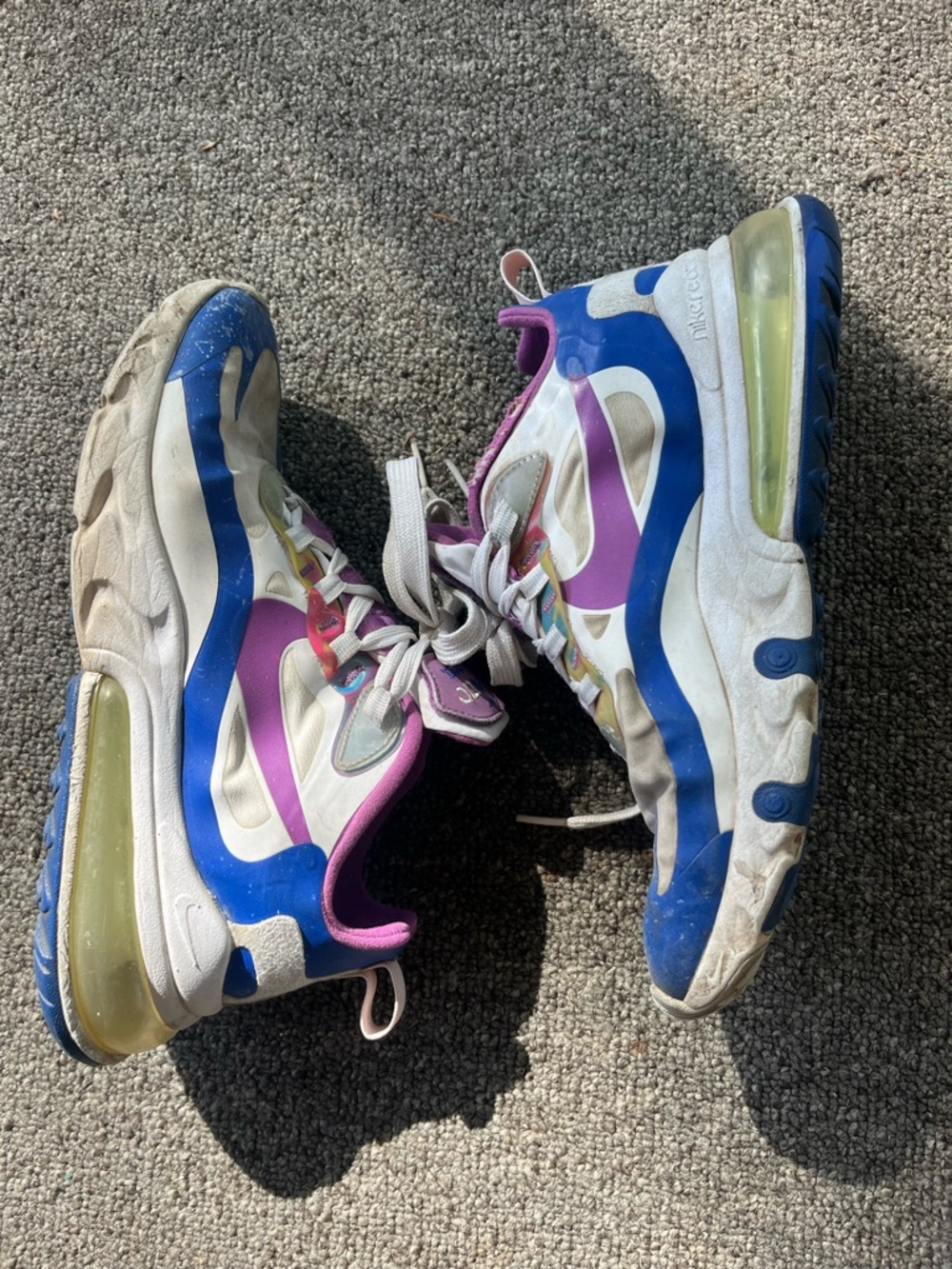 Nike react air 270 Athletic Sneakers — White, Blue & Pink Accents